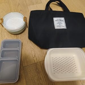 Black Insulated Lunch Bag with Containers